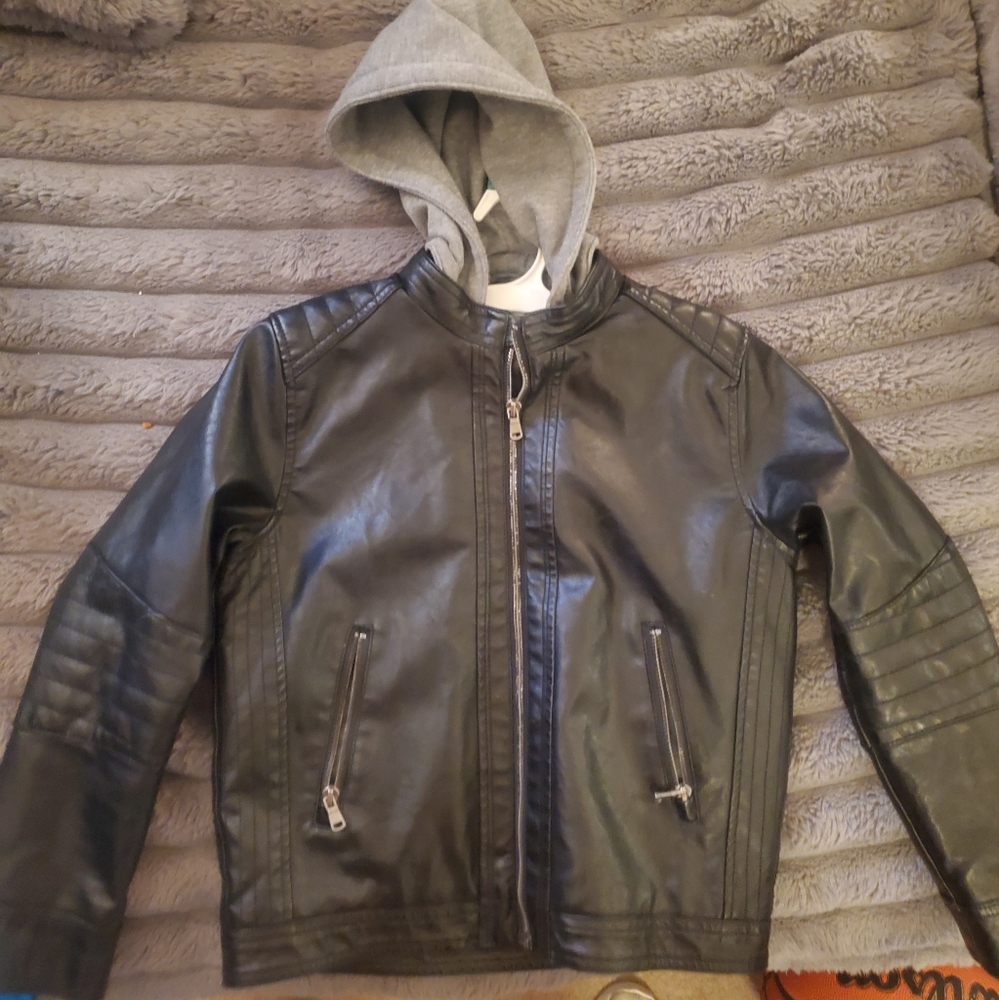 H&M youth hooded biker jacket